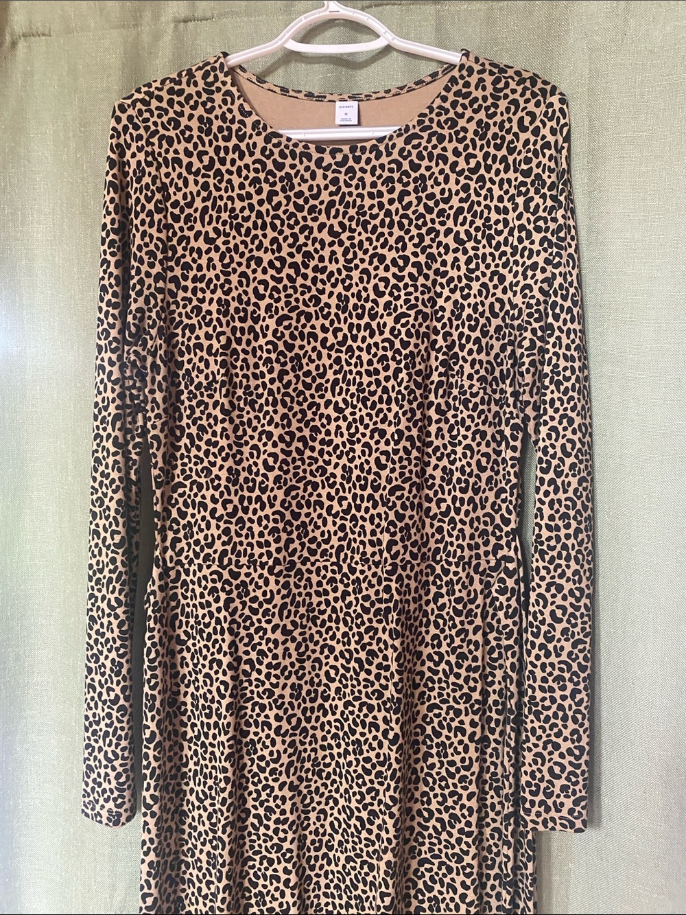 Old Navy Leopard-Print Long Sleeve Dress - Tan & Black